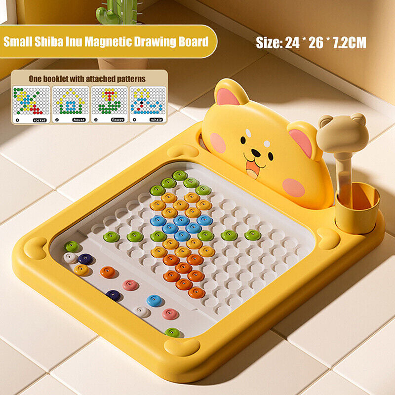 Cartoon Magnetic Drawing Board – Shiba & Bear Dot Art Toy for Kids